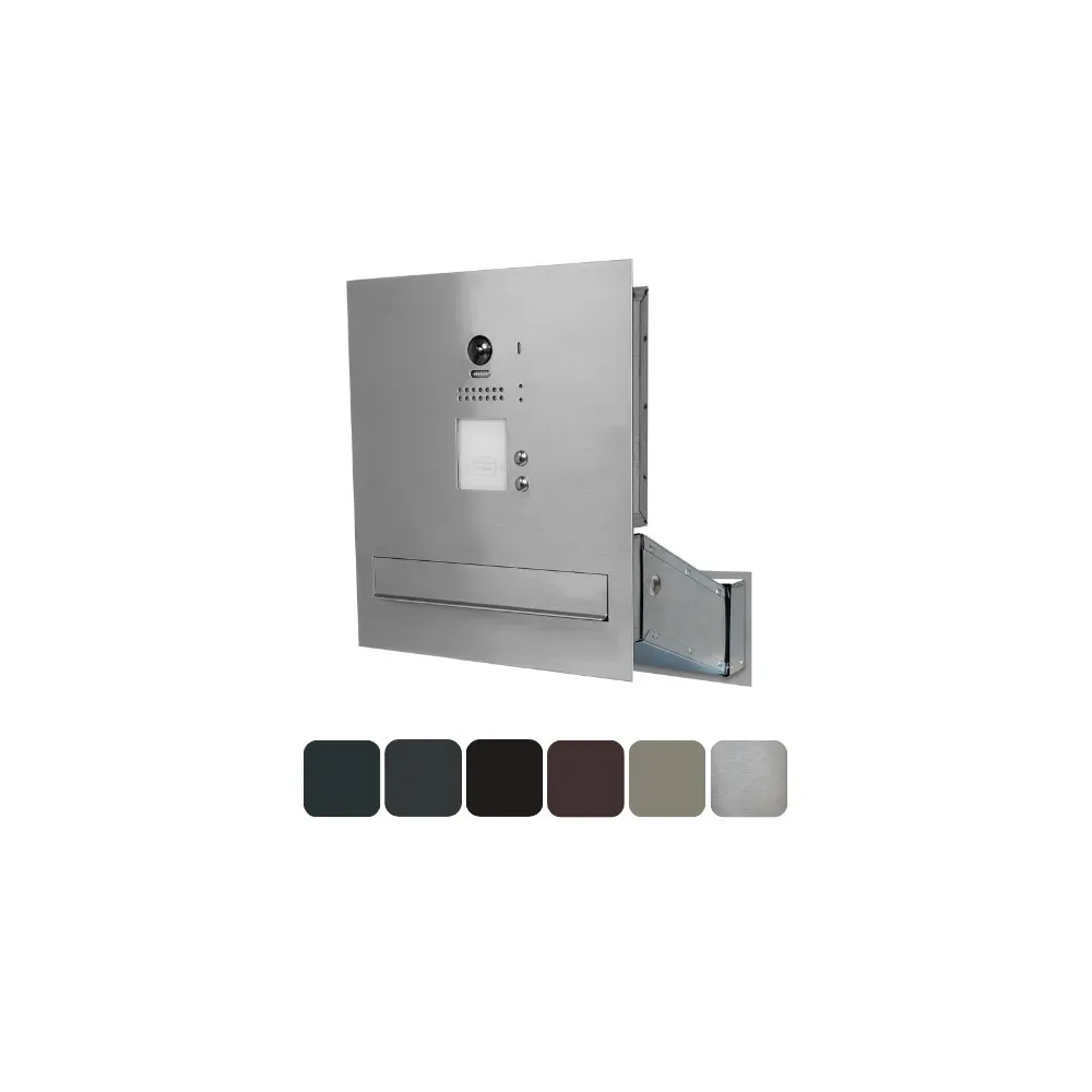 Duża skrzynka na listy z dwoma przyciskami, wideodomofonem i czytnikiem RFID SDVM DUO 2P