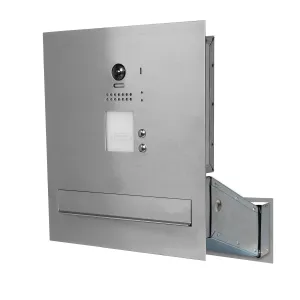 Duża skrzynka na listy z dwoma przyciskami, wideodomofonem i czytnikiem RFID SDVM DUO 2P