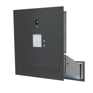 Duża skrzynka na listy z dwoma przyciskami, wideodomofonem i czytnikiem RFID SDVM DUO 2P