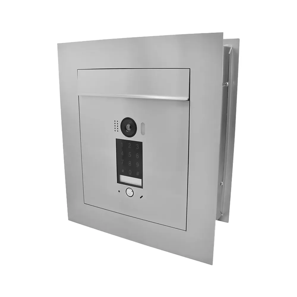 Mała skrzynka na listy z wideodomofonem, klawiaturą dotykową i ramą dekoracyjną SMVM DUO RA