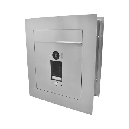 Mała skrzynka na listy z wideodomofonem, klawiaturą dotykową i ramą dekoracyjną SMVM DUO RA