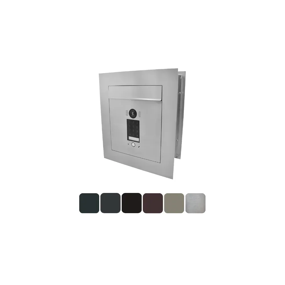 Mała skrzynka na listy z wideodomofonem, klawiaturą dotykową i ramą dekoracyjną SMVM DUO RA