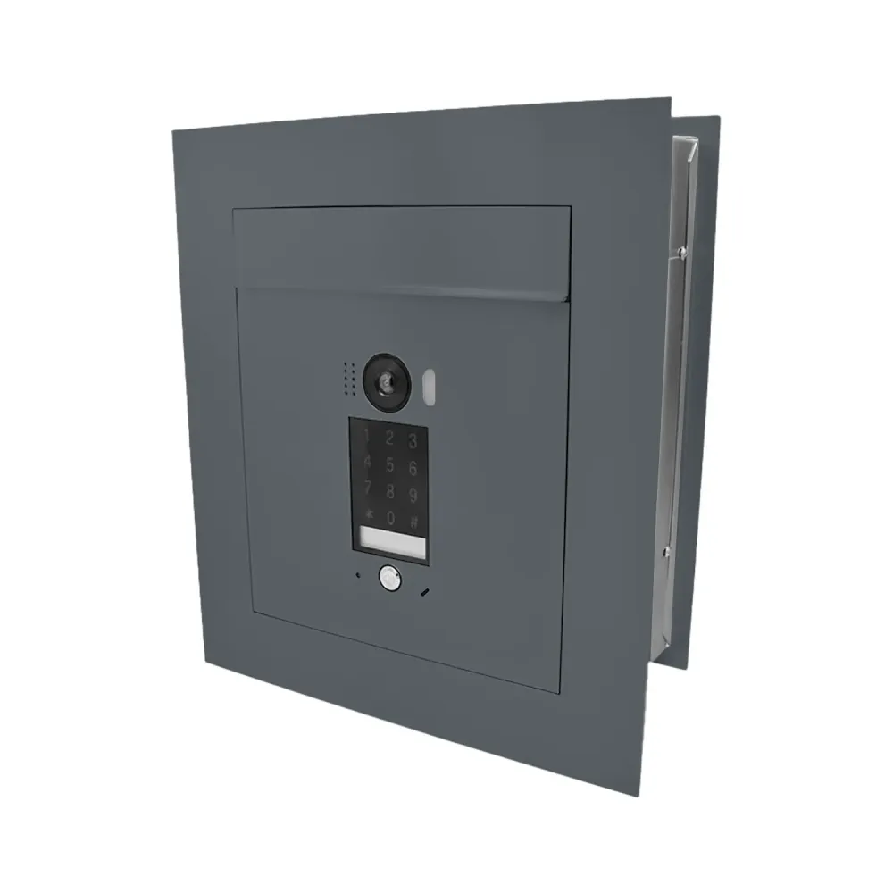 Mała skrzynka na listy z wideodomofonem, klawiaturą dotykową i ramą dekoracyjną SMVM DUO RA