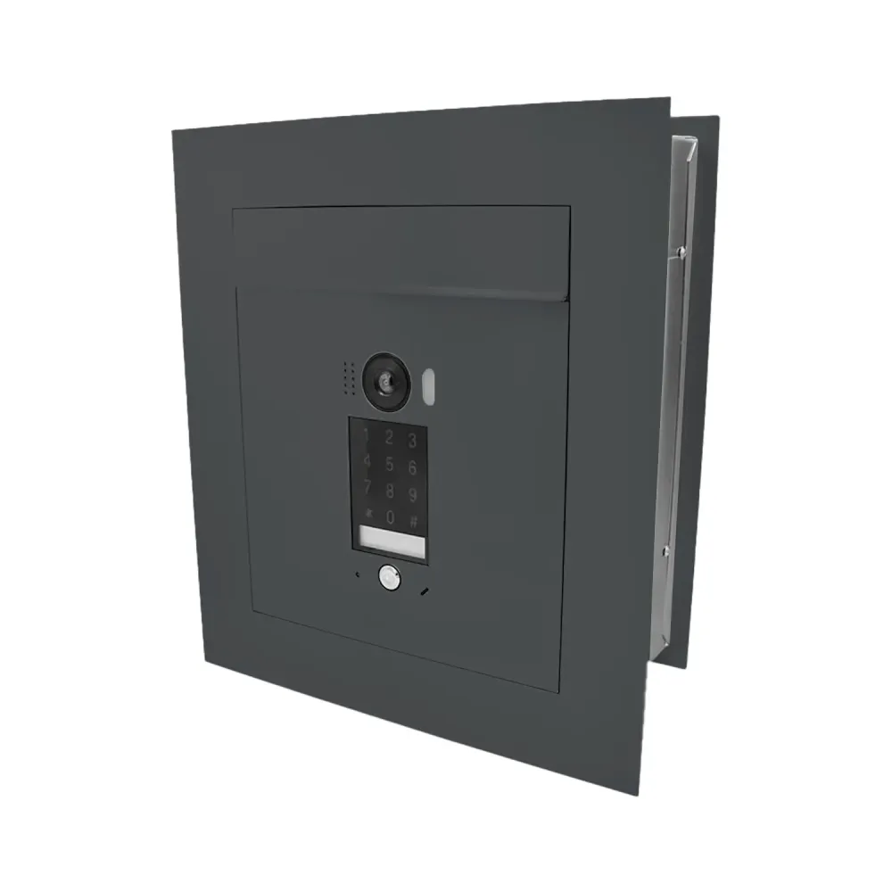 Mała skrzynka na listy z wideodomofonem, klawiaturą dotykową i ramą dekoracyjną SMVM DUO RA