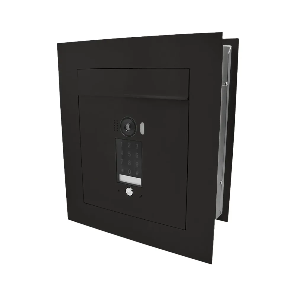 Mała skrzynka na listy z wideodomofonem, klawiaturą dotykową i ramą dekoracyjną SMVM DUO RA