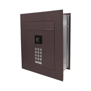 Mała skrzynka na listy z wideodomofonem, klawiaturą mechaniczną i ramą dekoracyjną SMVM X RA