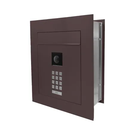 Mała skrzynka na listy z wideodomofonem, klawiaturą mechaniczną i ramą dekoracyjną SMVM X RA