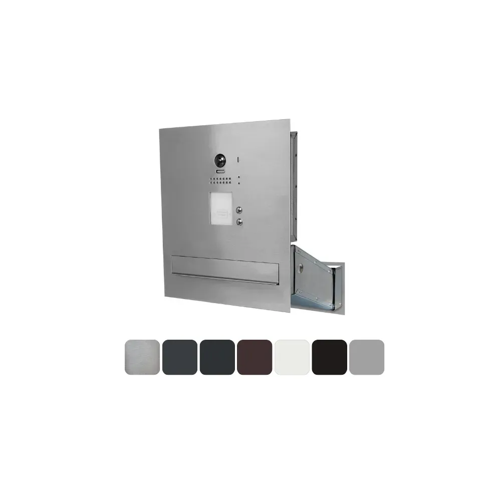 Duża skrzynka na listy z dwoma przyciskami, wideodomofonem i czytnikiem RFID SDVM DUO 2P